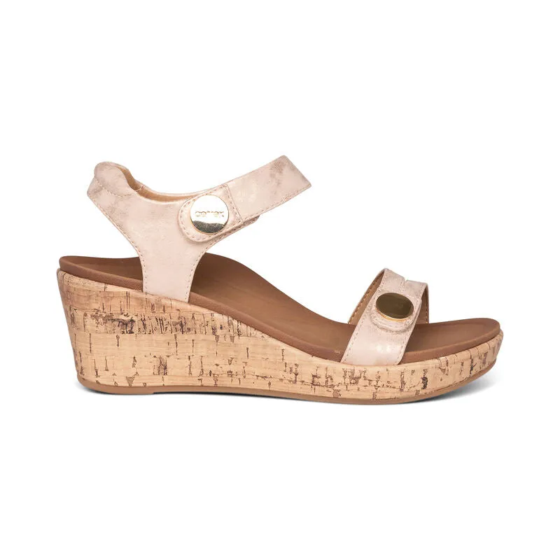 Aetrex Women's Livia Adjustable Quarter Strap Wedge - Blush WS101