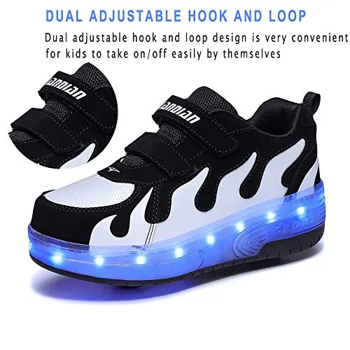 AIkuass Roller Shoes for Girls Boys Kids Dual Wheel LED Blinking Skate Sneaker Shoes