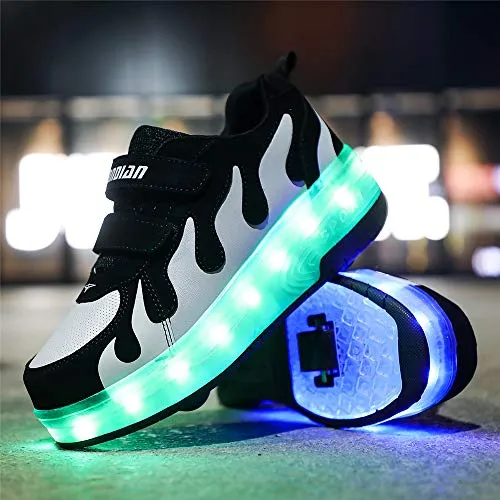 AIkuass Roller Shoes for Girls Boys Kids Dual Wheel LED Blinking Skate Sneaker Shoes