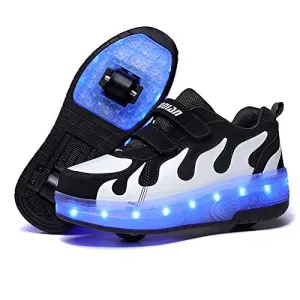 AIkuass Roller Shoes for Girls Boys Kids Dual Wheel LED Blinking Skate Sneaker Shoes