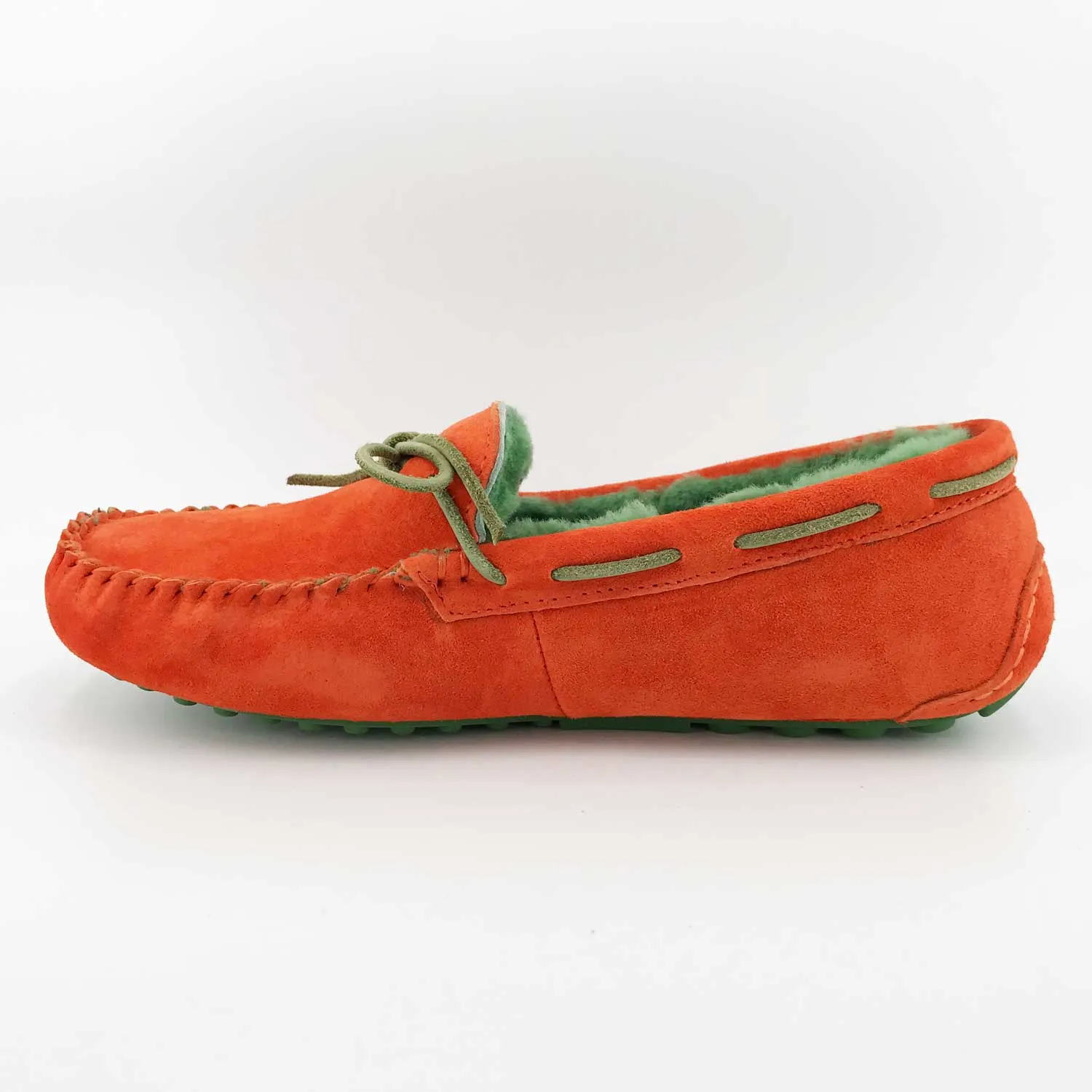 Australian Sheepskin UGG Women Casual Leather Flats UGG Moccasin - Orange