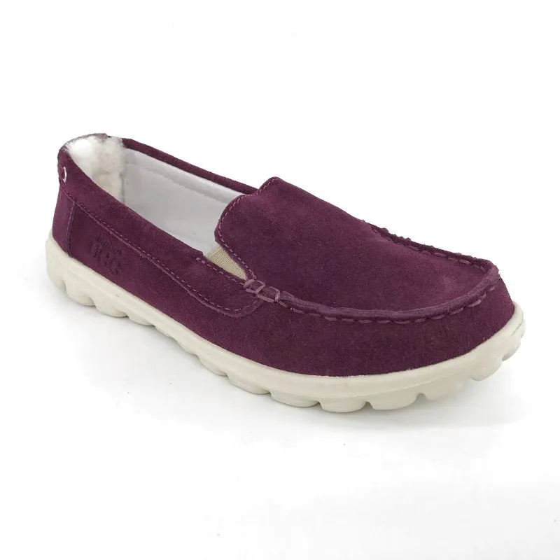 Australian Sheepskin Unisex Casual Flats UGG Moccasin - Wine Red