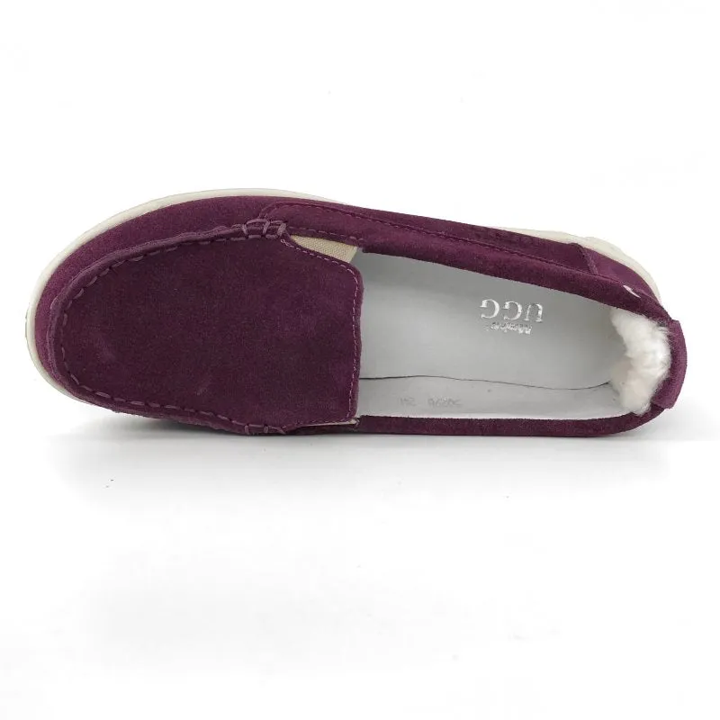 Australian Sheepskin Unisex Casual Flats UGG Moccasin - Wine Red