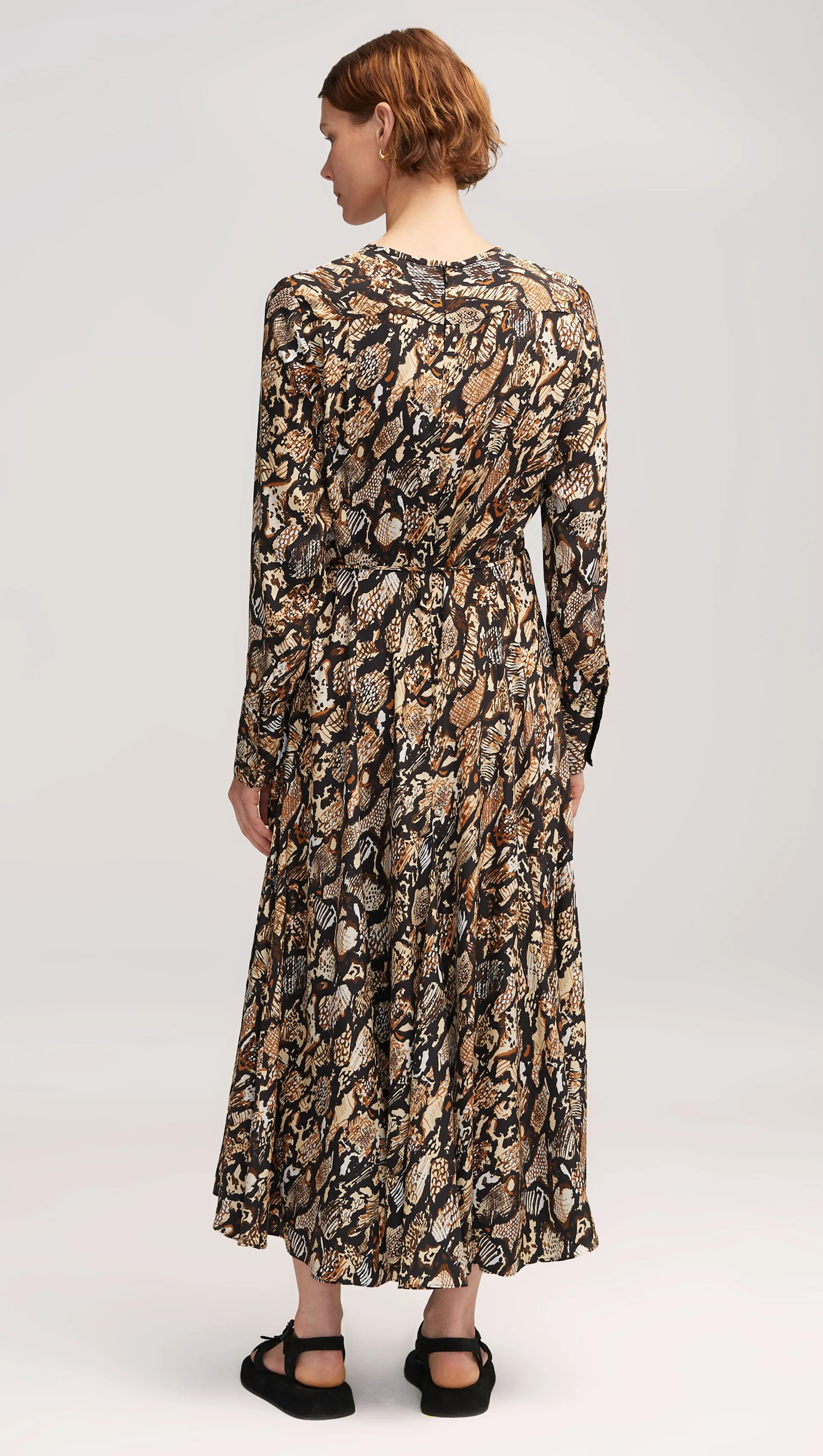 Benson Dress in Matte-side Silk Charmeuse | Geo Print