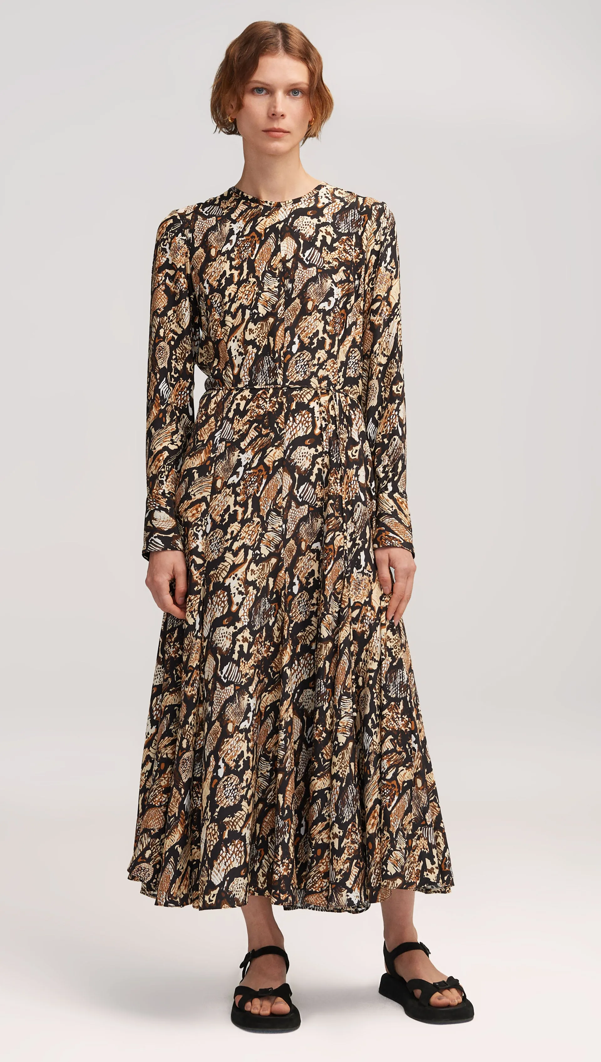 Benson Dress in Matte-side Silk Charmeuse | Geo Print