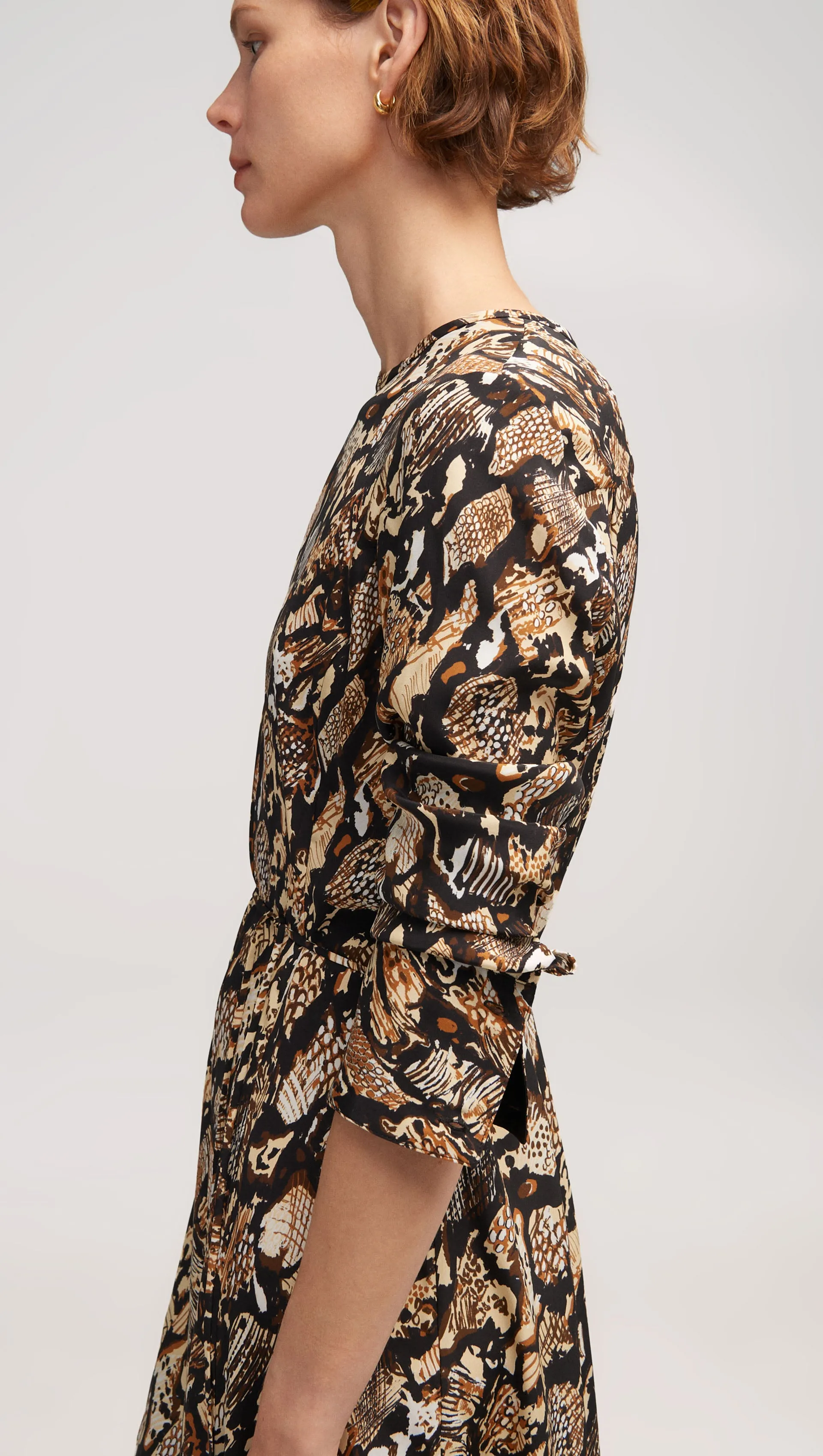 Benson Dress in Matte-side Silk Charmeuse | Geo Print