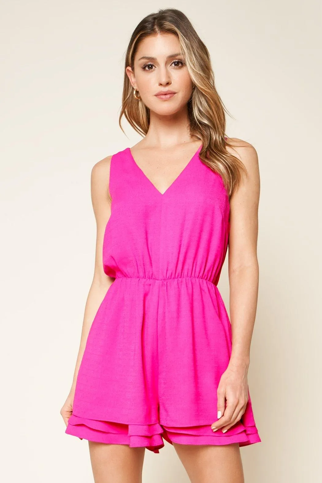 Bianca Layered Fuchsia Romper