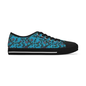 Blue Purple Floral Women's Sneakers, Floral Print Women's Canvas Fashion Low Top Sneakers (US Size: 5.5-12)