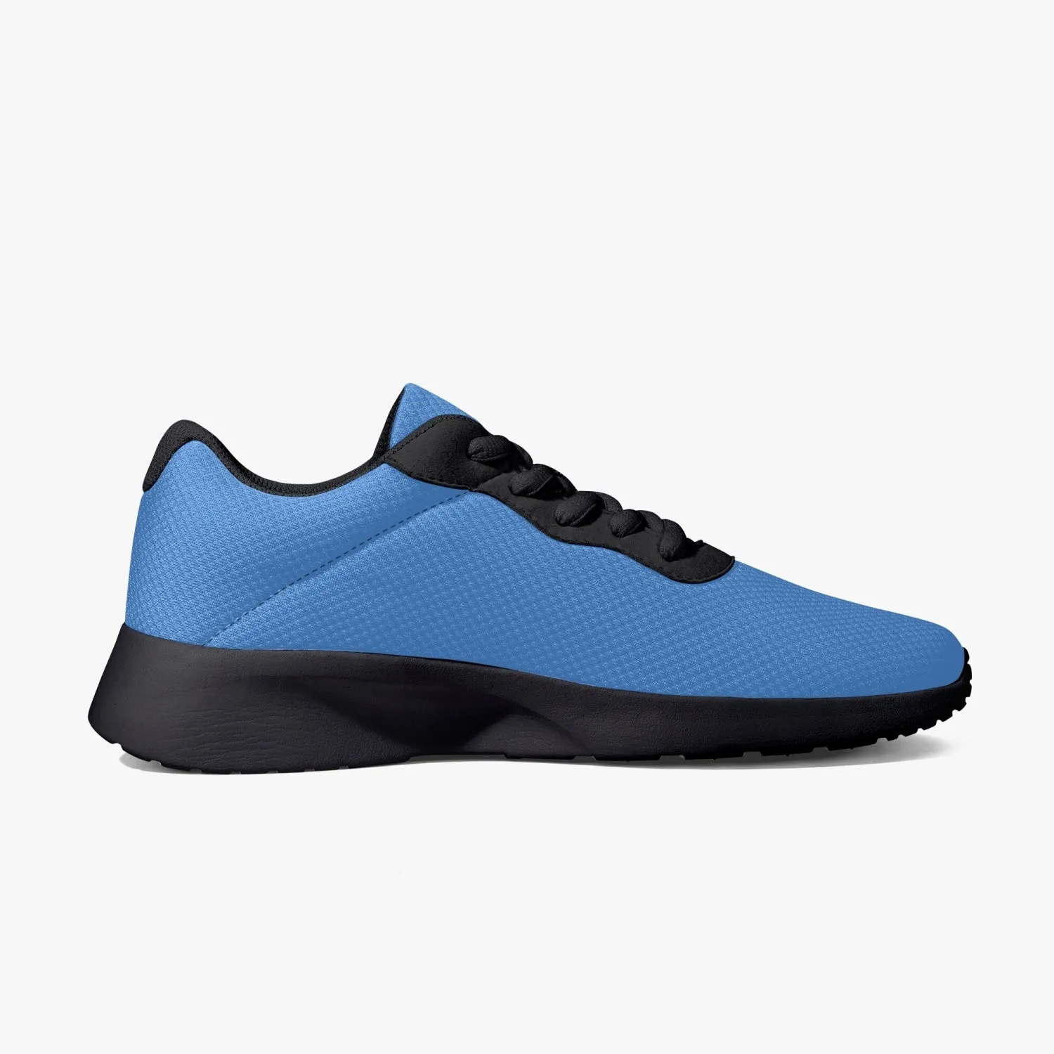 Blue Solid Color Unisex Kicks, Soft Solid Color Best Lifestyle Unisex Casual Designer Mesh Running Shoes With Black Soles