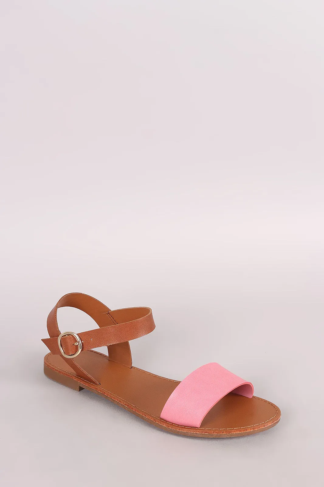 Breckelle Two Tone Akle Strap Flat Sandal