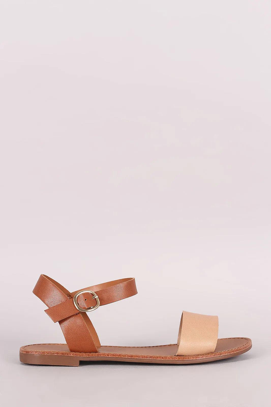 Breckelle Two Tone Akle Strap Flat Sandal