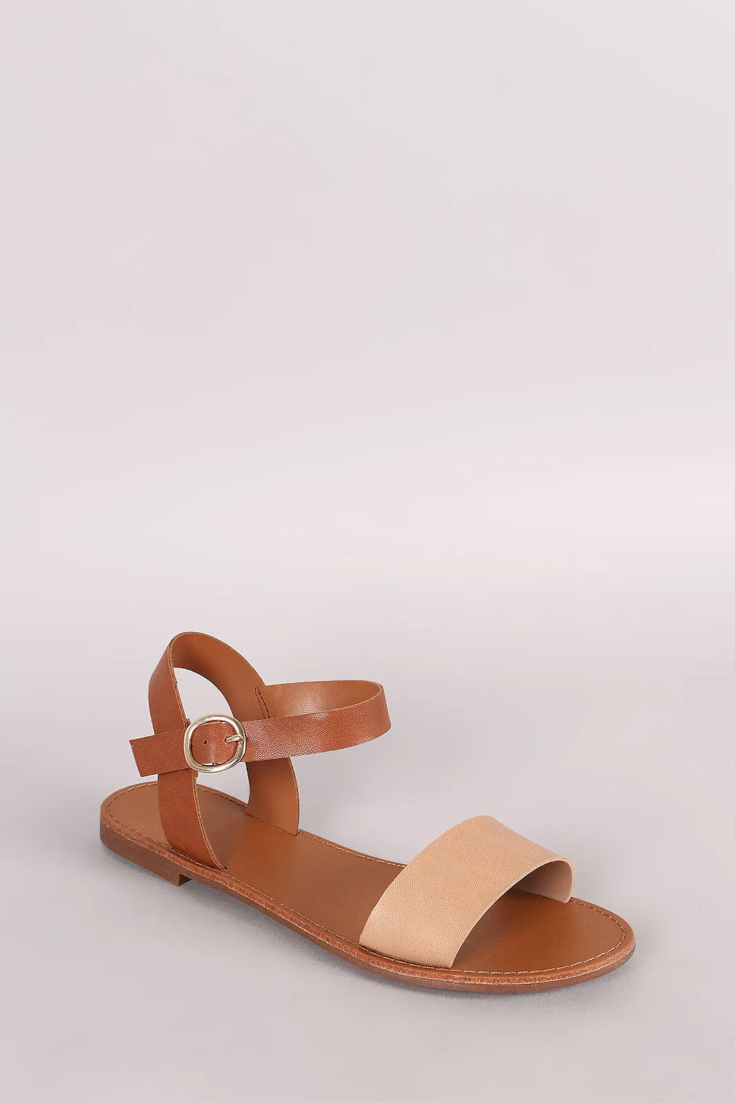 Breckelle Two Tone Akle Strap Flat Sandal