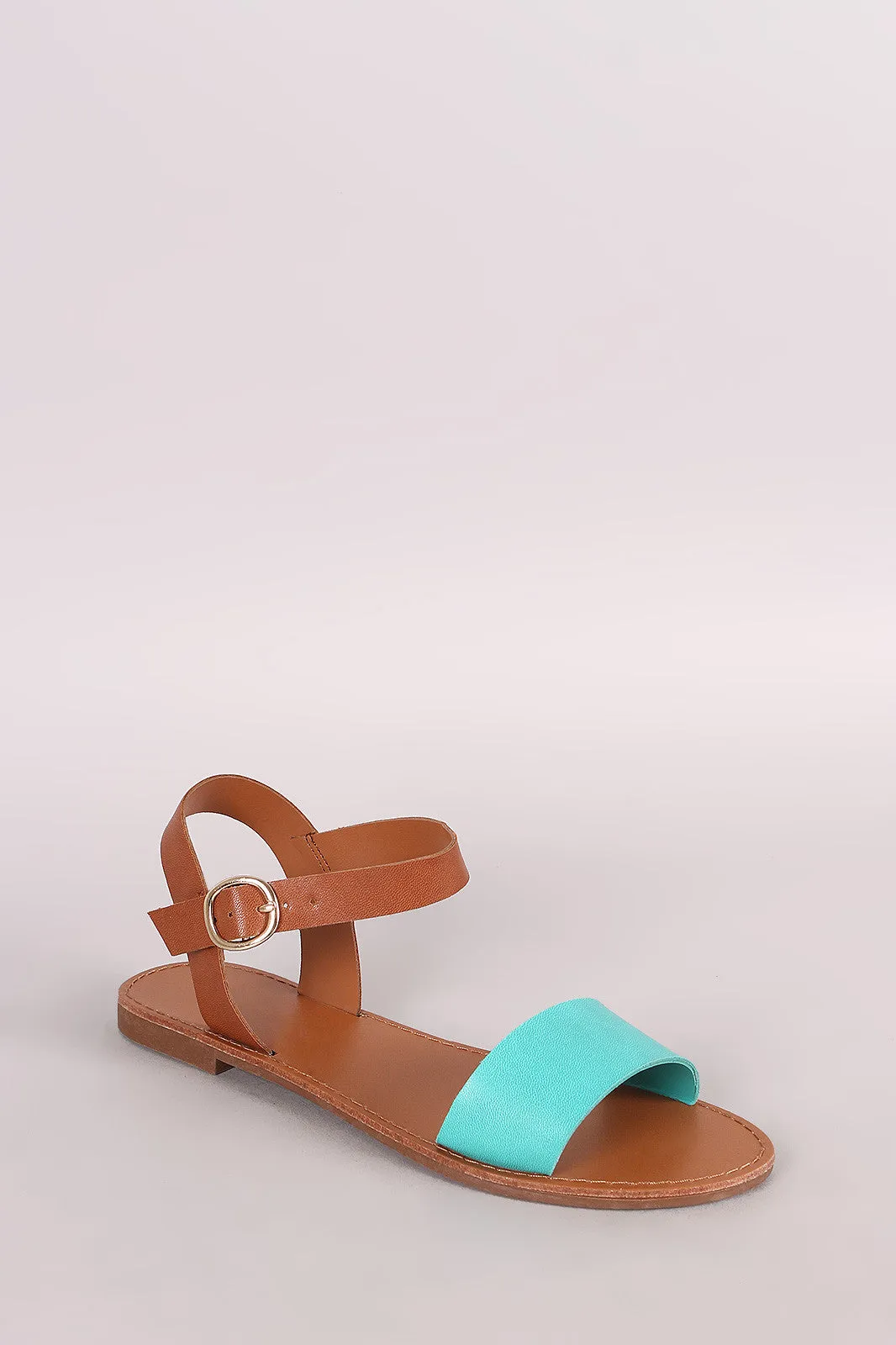 Breckelle Two Tone Akle Strap Flat Sandal