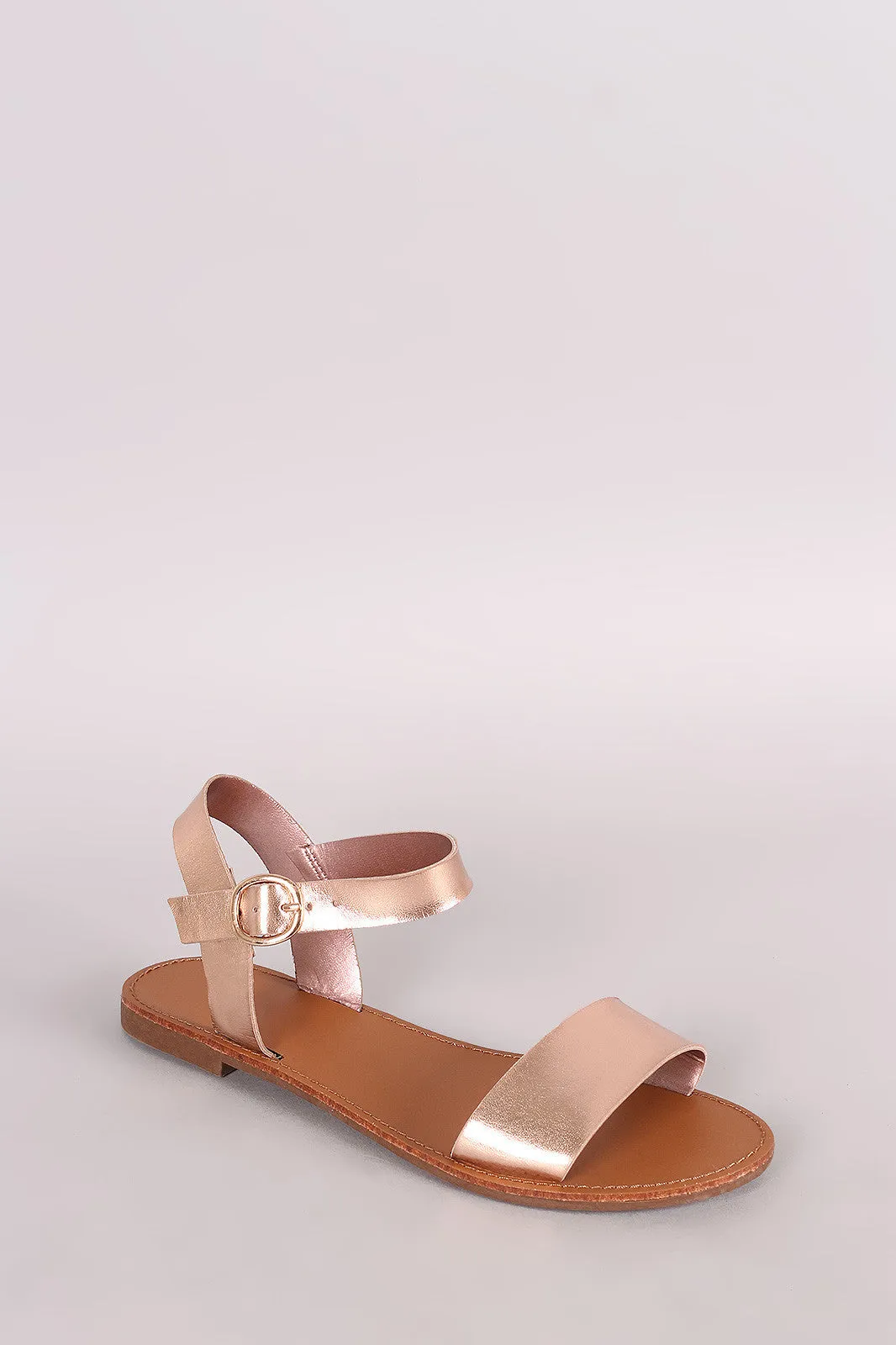 Breckelle Two Tone Akle Strap Flat Sandal