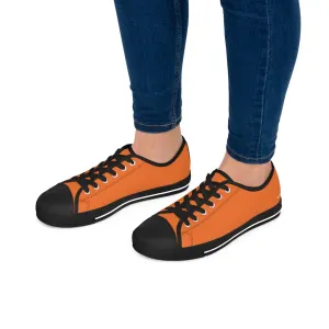 Bright Orange Best Ladies' Sneakers, Solid Color Women's Low Top Sneakers (US Size: 5.5-12)