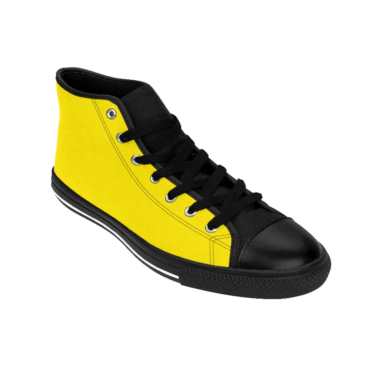 Bright Yellow Men's Sneakers, Solid Color Premium High-top Fashion Running Tennis Shoes