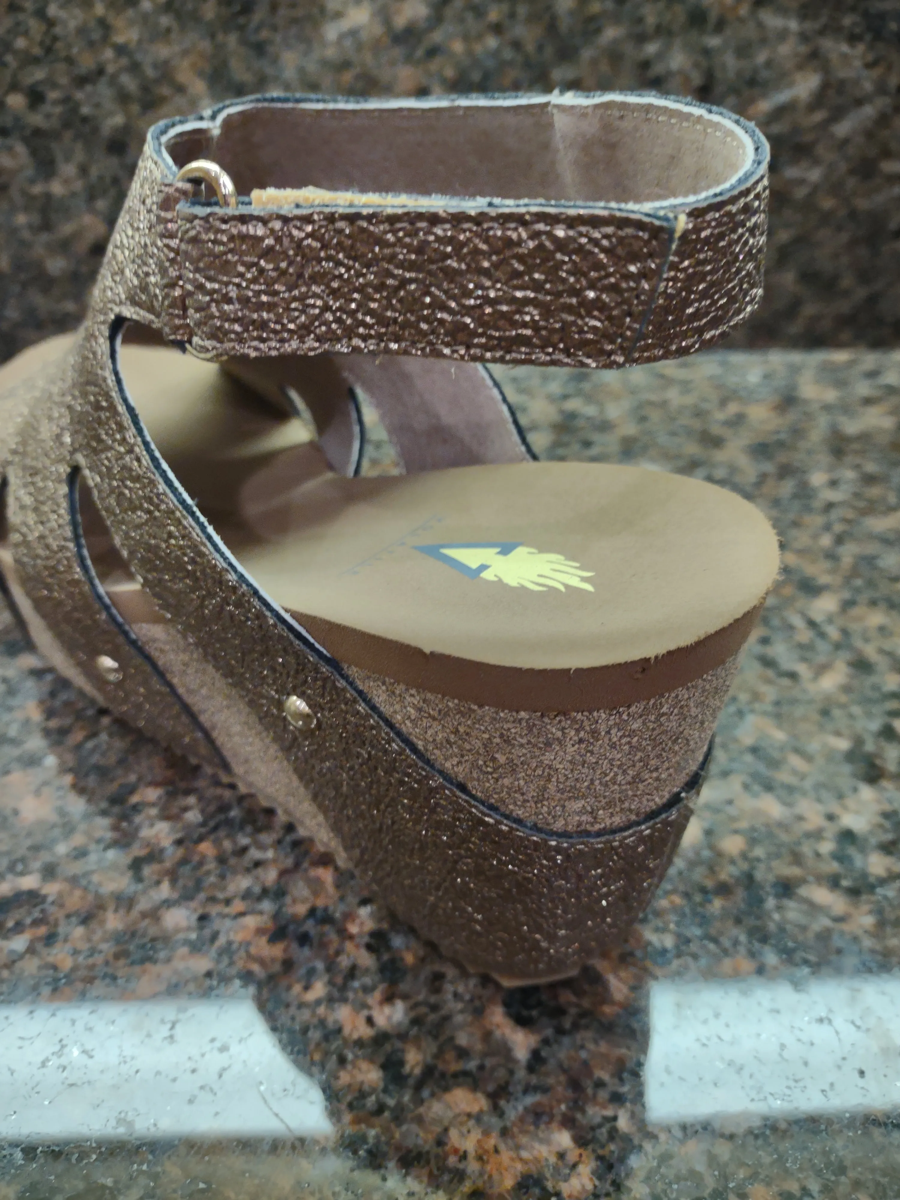 Copper Wedge Sandals with Self Fasteners | Volatile Spindle