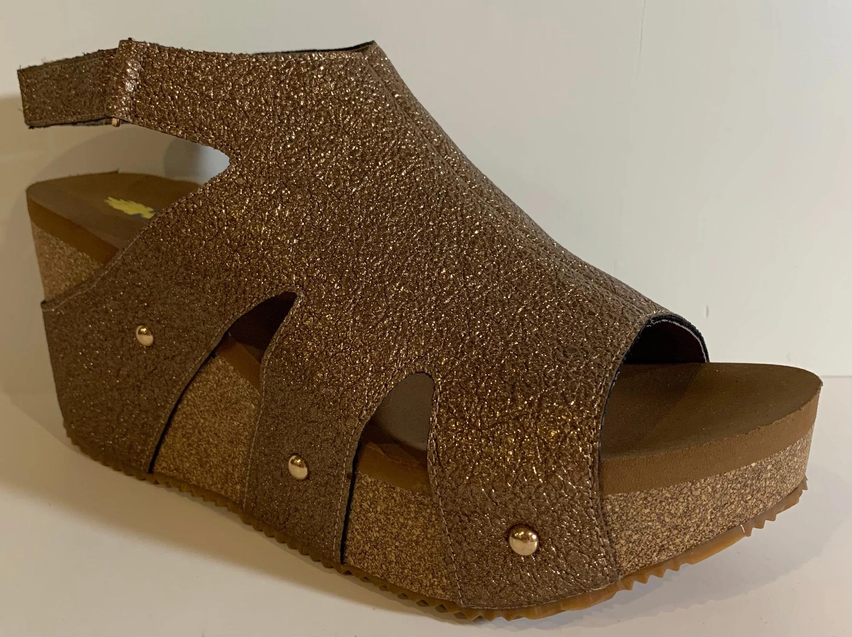 Copper Wedge Sandals with Self Fasteners | Volatile Spindle