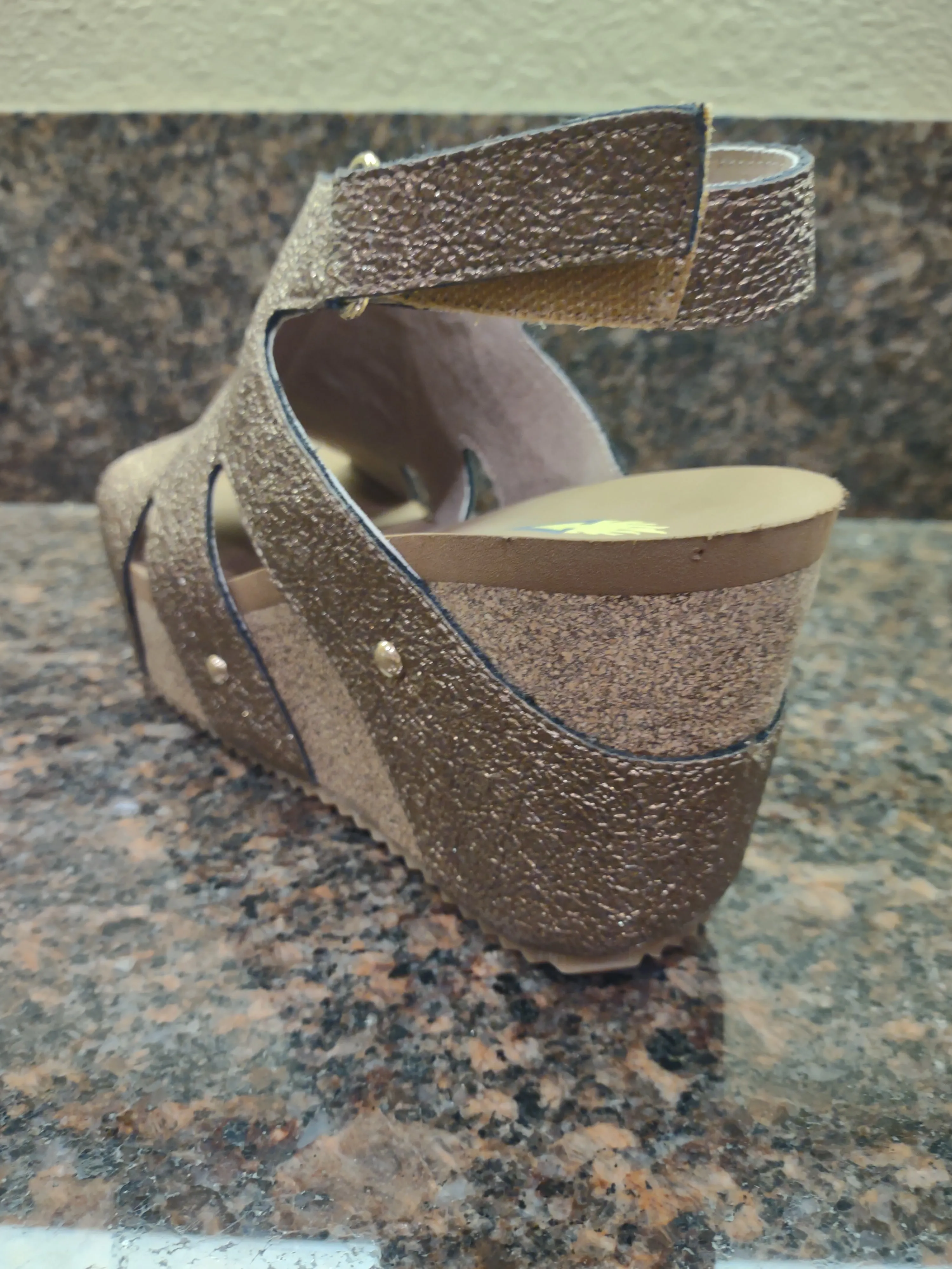 Copper Wedge Sandals with Self Fasteners | Volatile Spindle