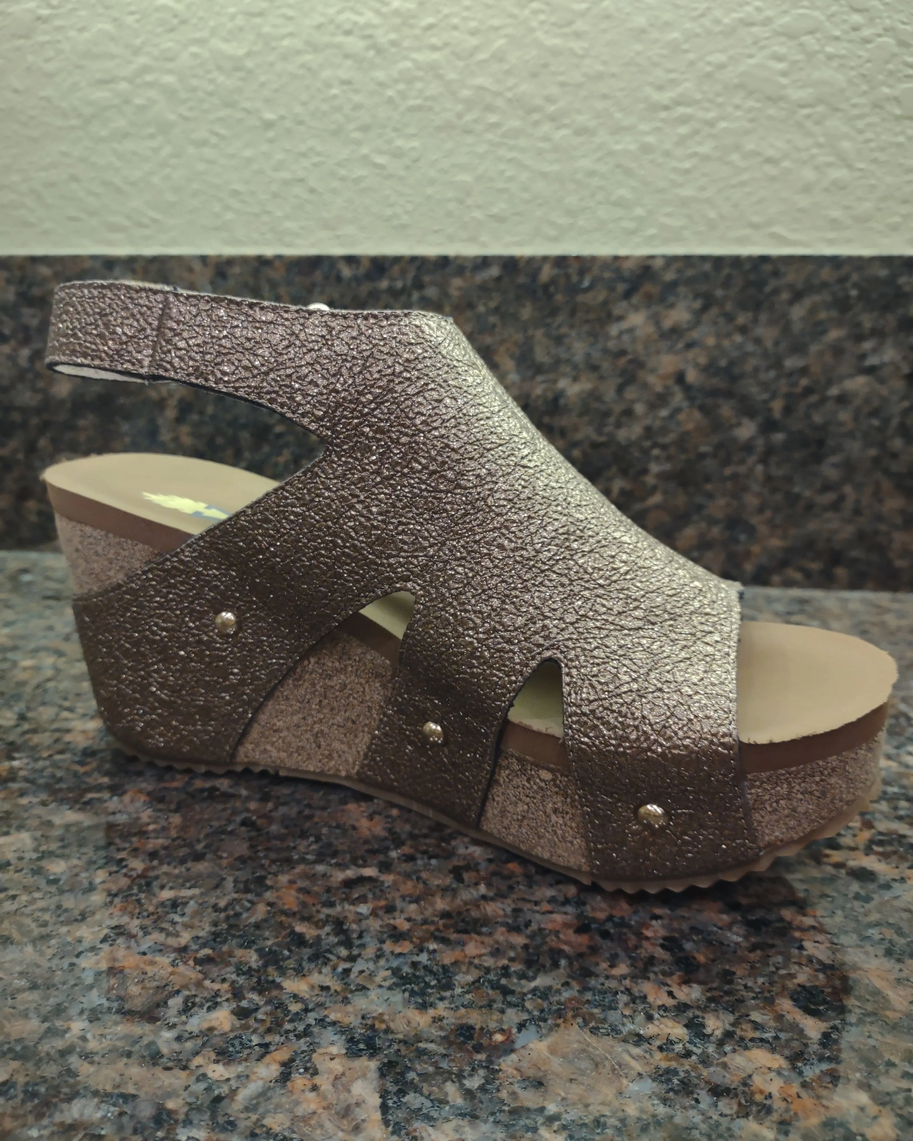 Copper Wedge Sandals with Self Fasteners | Volatile Spindle