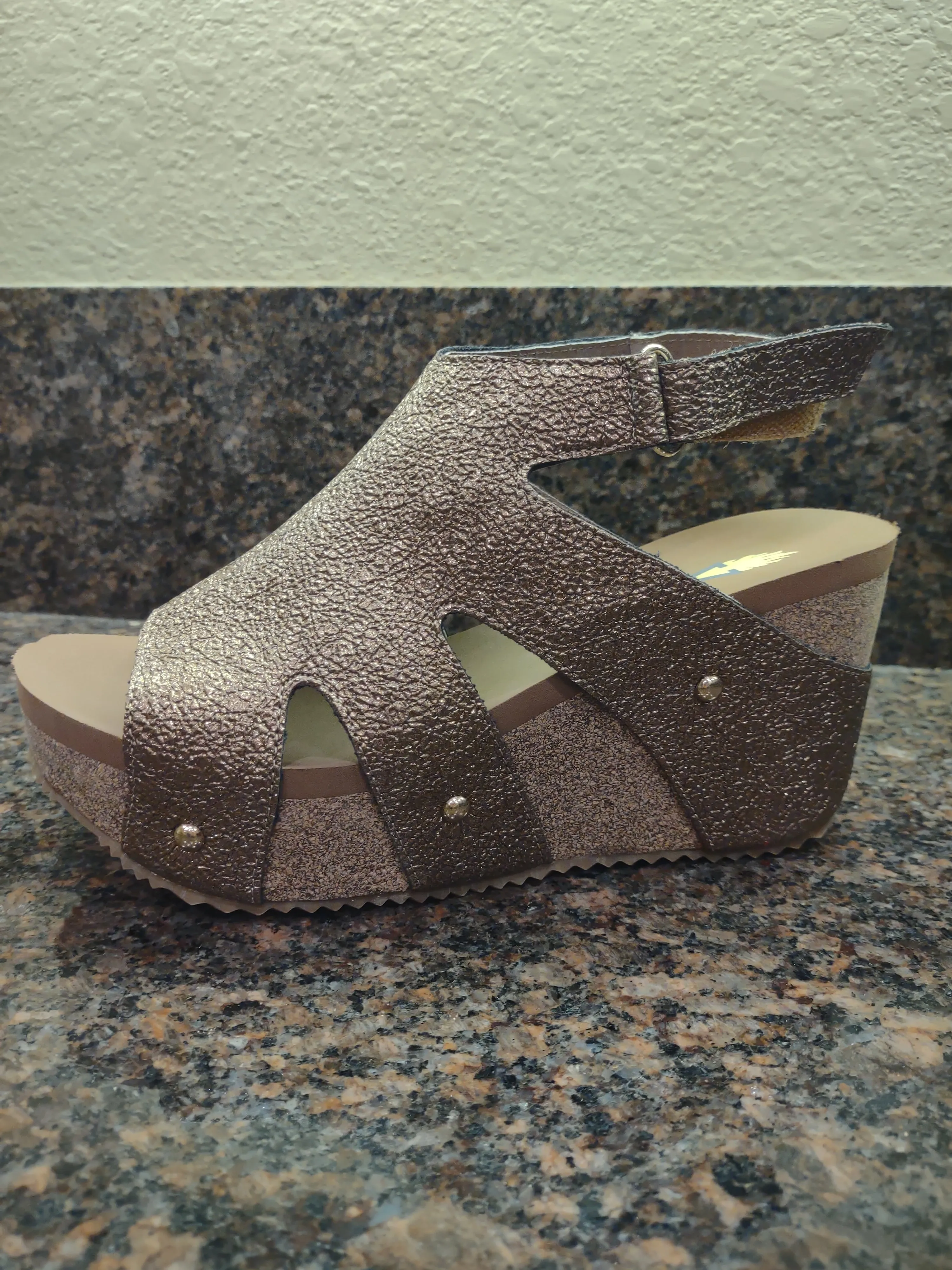 Copper Wedge Sandals with Self Fasteners | Volatile Spindle