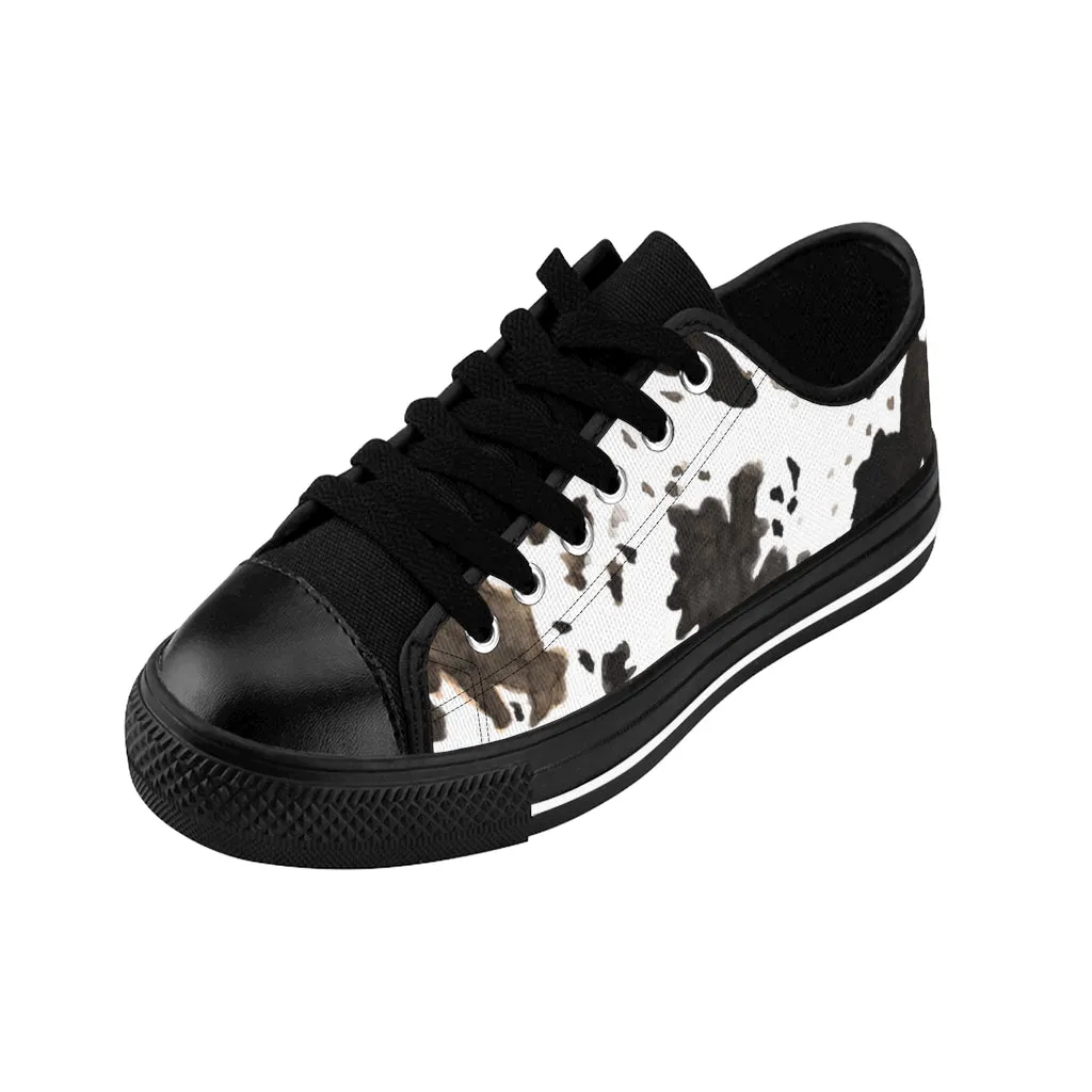 Cow Print Men's Sneakers, Farm Animal Print Casual Low Top Fashion Casual Sneakers For Men