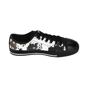 Cow Print Men's Sneakers, Farm Animal Print Casual Low Top Fashion Casual Sneakers For Men