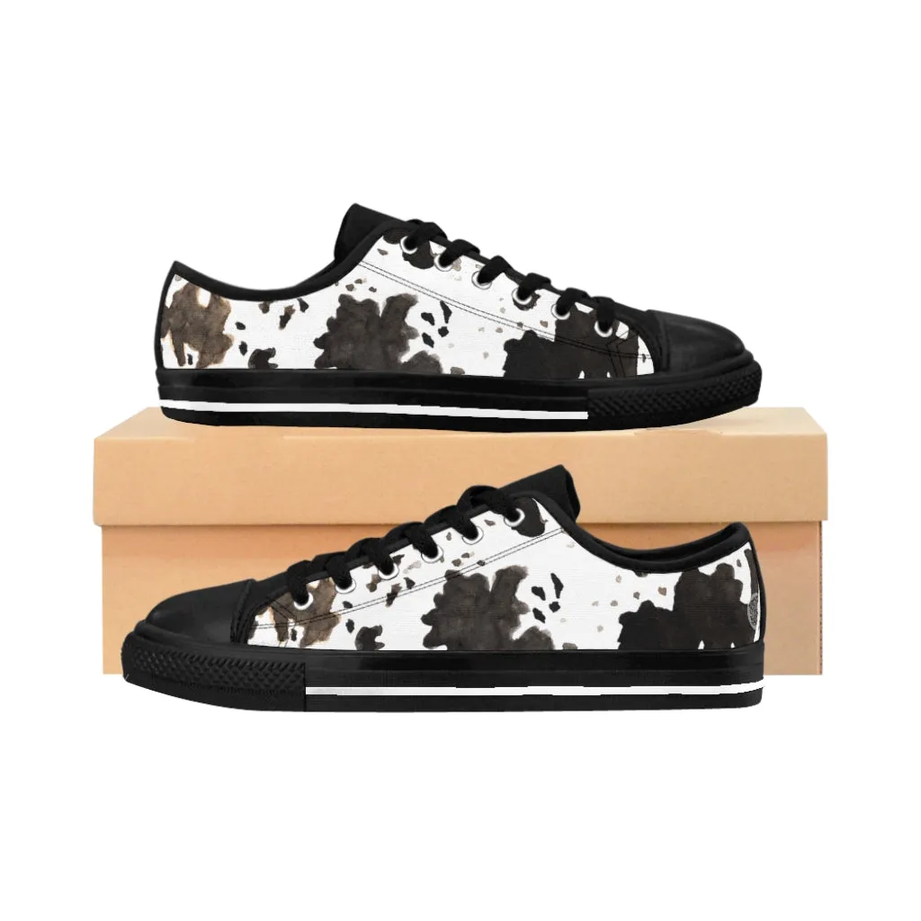 Cow Print Men's Sneakers, Farm Animal Print Casual Low Top Fashion Casual Sneakers For Men