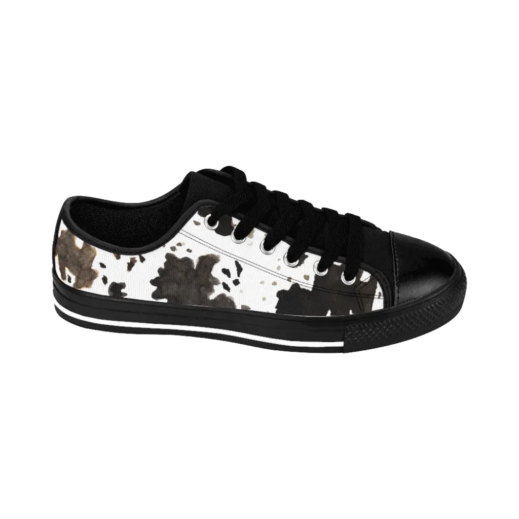 Cow Print Men's Sneakers, Farm Animal Print Casual Low Top Fashion Casual Sneakers For Men