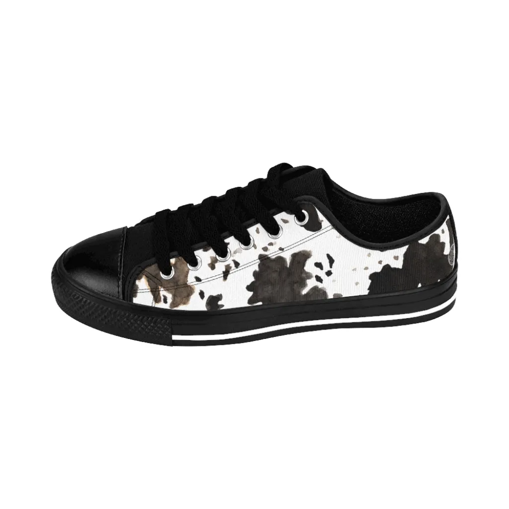 Cow Print Men's Sneakers, Farm Animal Print Casual Low Top Fashion Casual Sneakers For Men