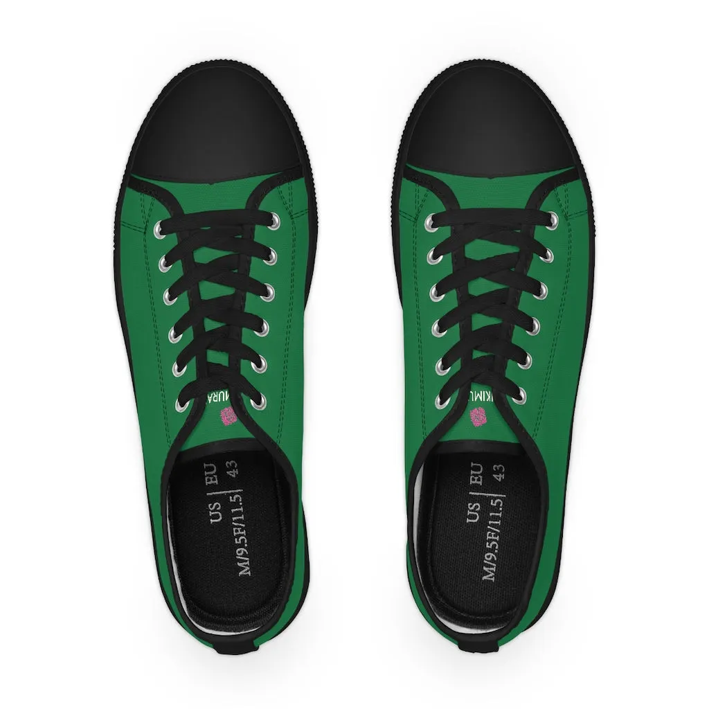 Dark Green Color Men's Sneakers, Best Solid Dark Green Color Men's Low Top Sneakers Tennis Canvas Shoes (US Size: 5-14)