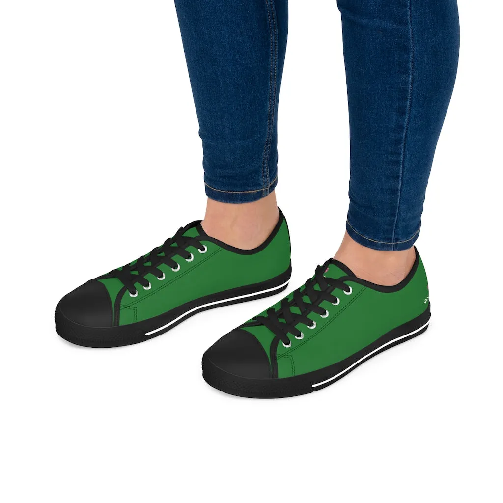 Emerald Green Ladies' Sneakers, Solid Color Women's Low Top Sneakers (US Size: 5.5-12)