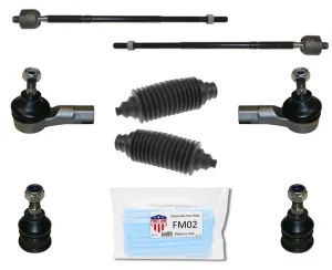 Fits For 2008-2016 Smart ForTwo Front Inner & Outer Tie Rods Ball Joints 8Pc Kit