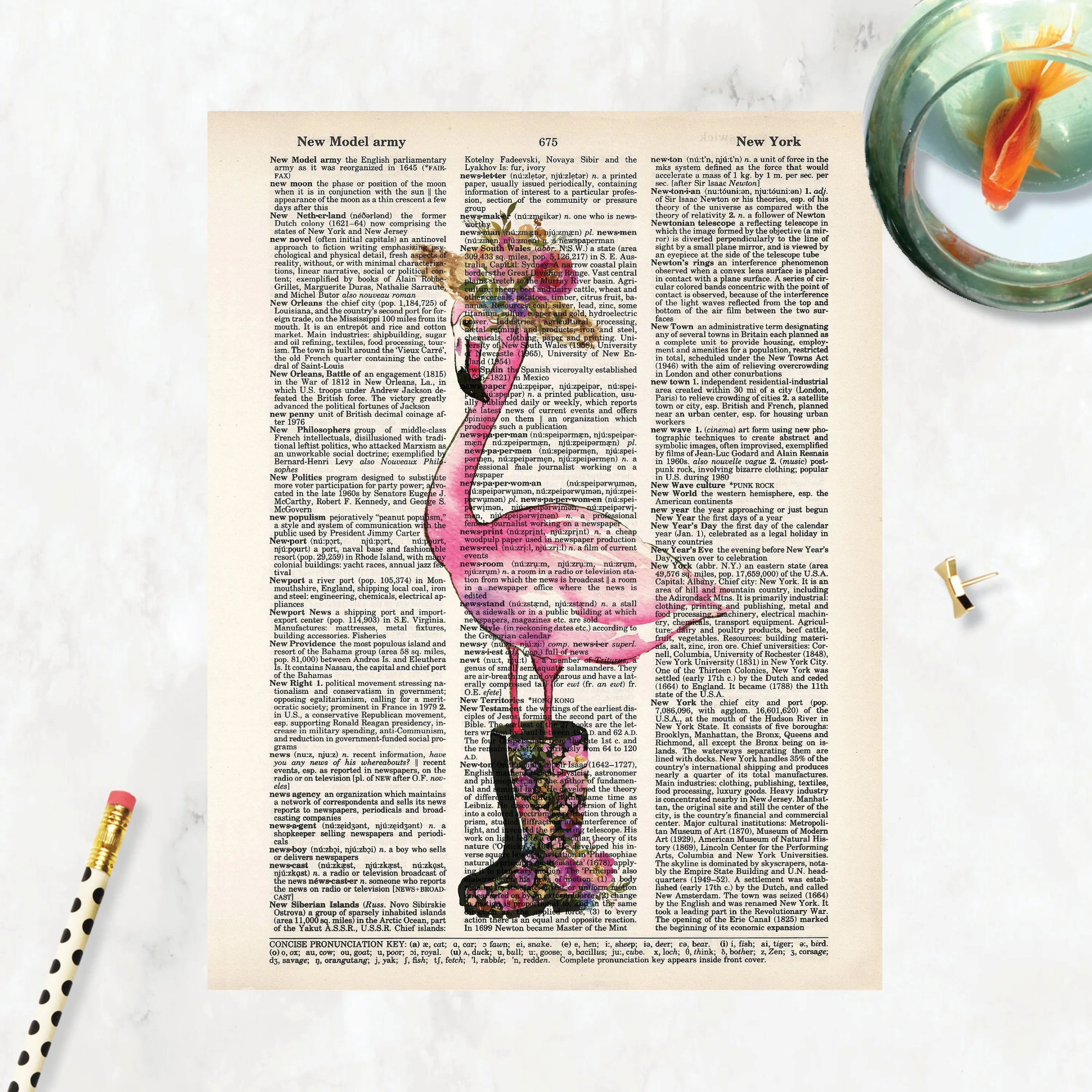 Flamingo with Rain Boots Print in watercolors