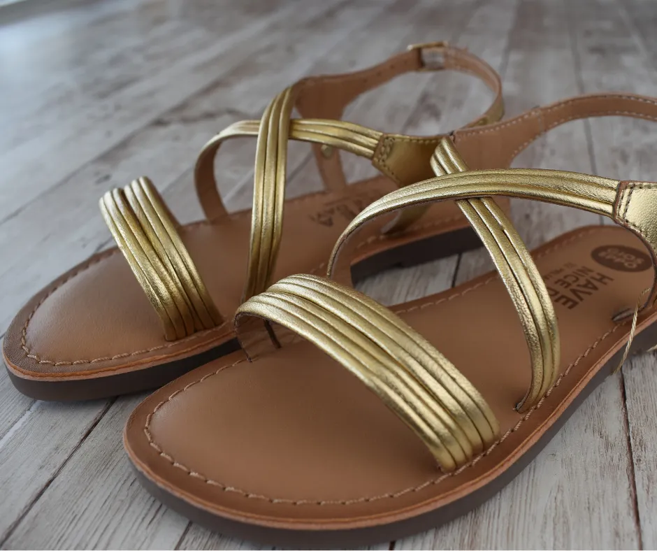 Golden sandal tubular straps in leather- Gioseppo