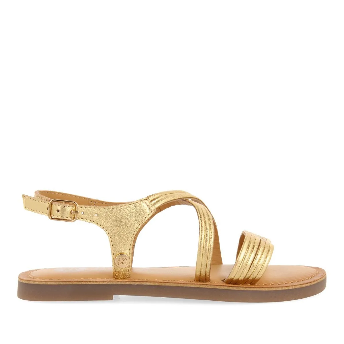 Golden sandal tubular straps in leather- Gioseppo