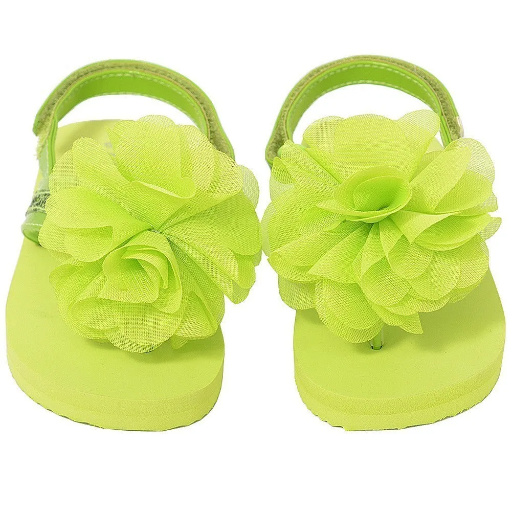 Green Sequin Strap Flower Flip Flop Sandals Toddler Girls 5-10