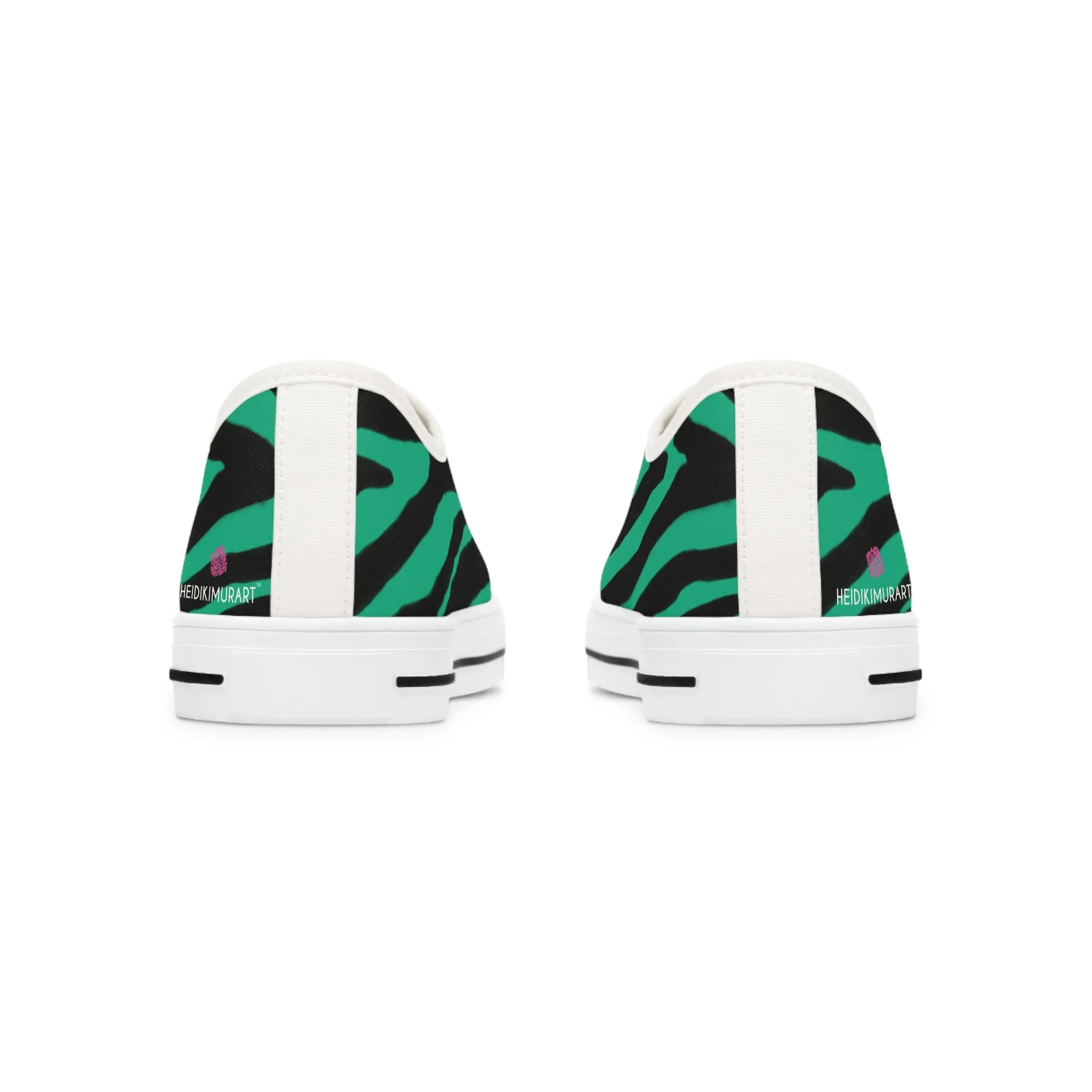 Green Zebra Print Ladies' Sneakers, Best Zebra Striped Animal Print Designer Women's Low Top Sneakers