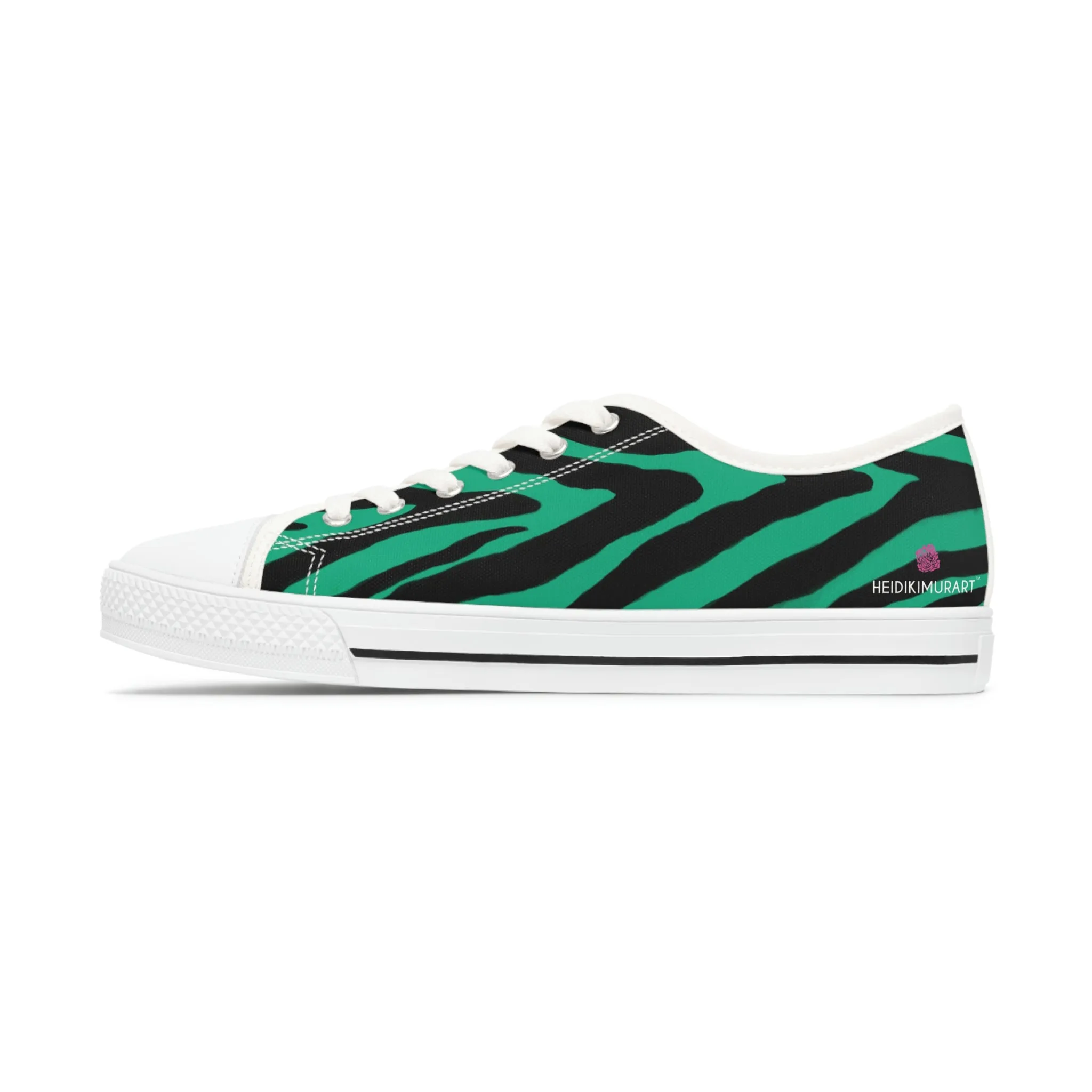 Green Zebra Print Ladies' Sneakers, Best Zebra Striped Animal Print Designer Women's Low Top Sneakers