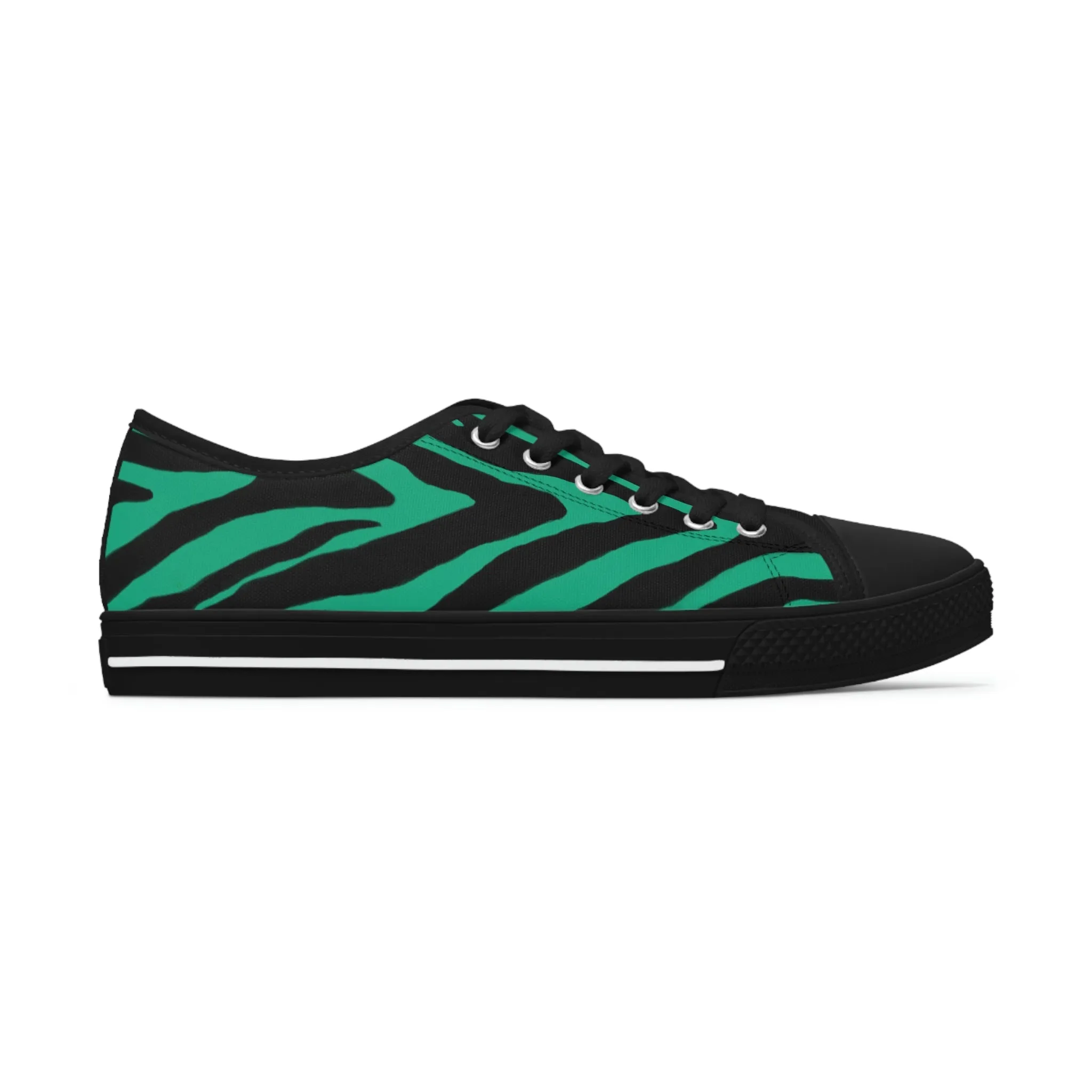 Green Zebra Print Ladies' Sneakers, Best Zebra Striped Animal Print Designer Women's Low Top Sneakers