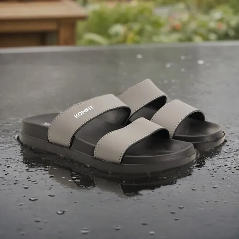 Grey Double Strap Slippers for men