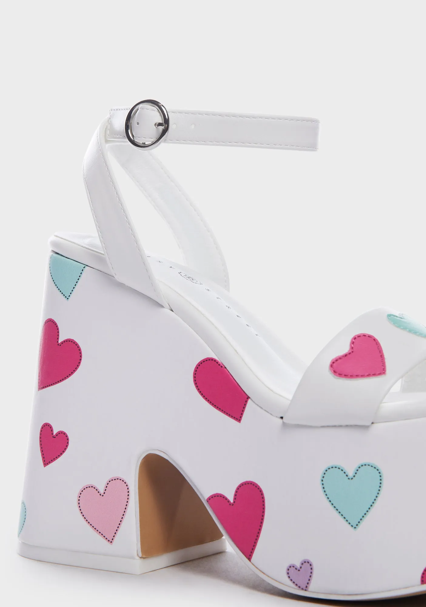 Heart Print Chunky Platform Mules