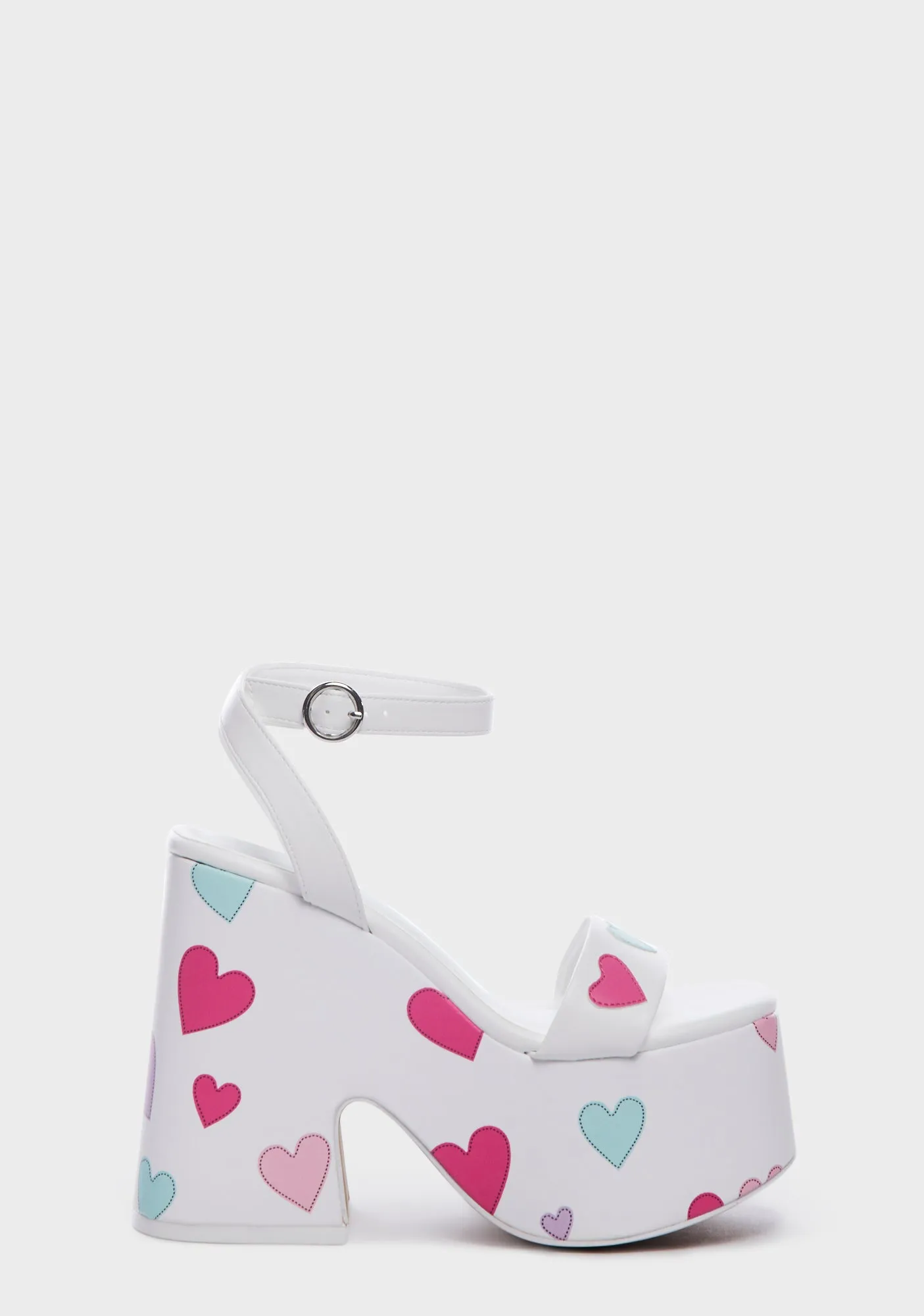 Heart Print Chunky Platform Mules