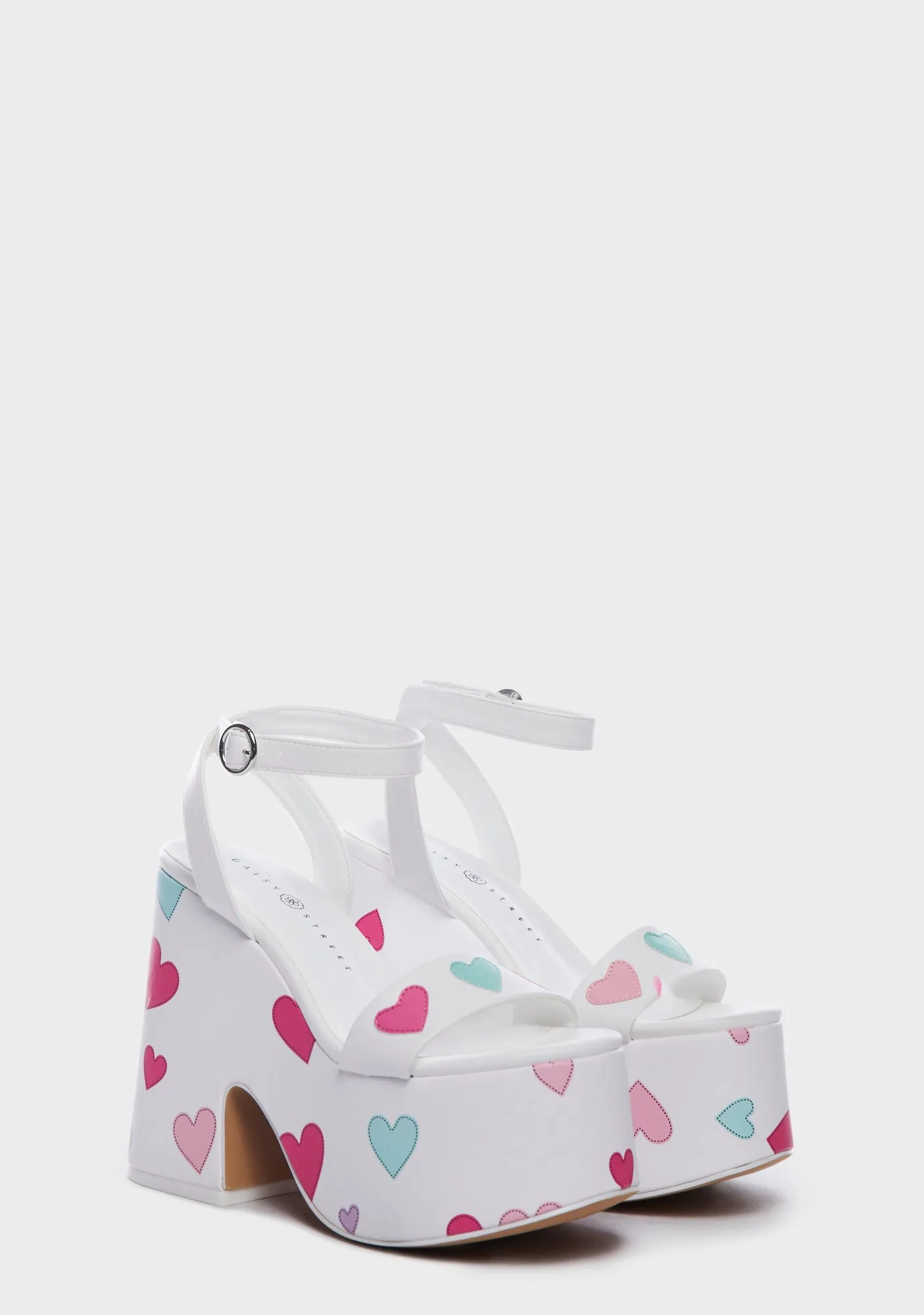 Heart Print Chunky Platform Mules