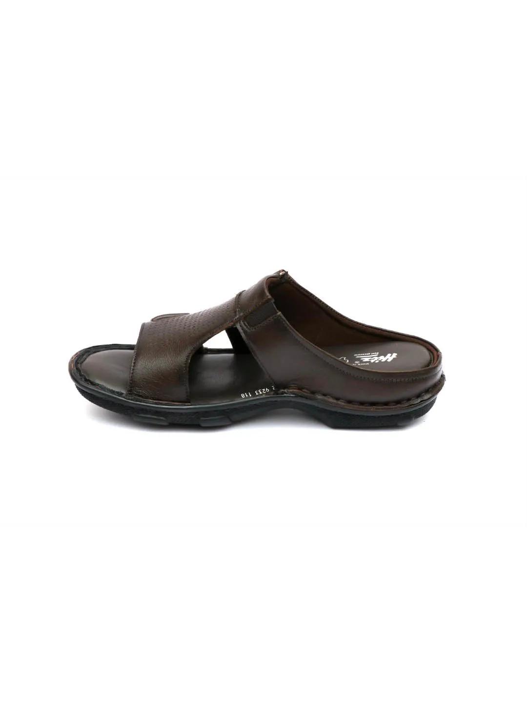 Hitz Men's Brown Leather Open Toe Comfort Slippers