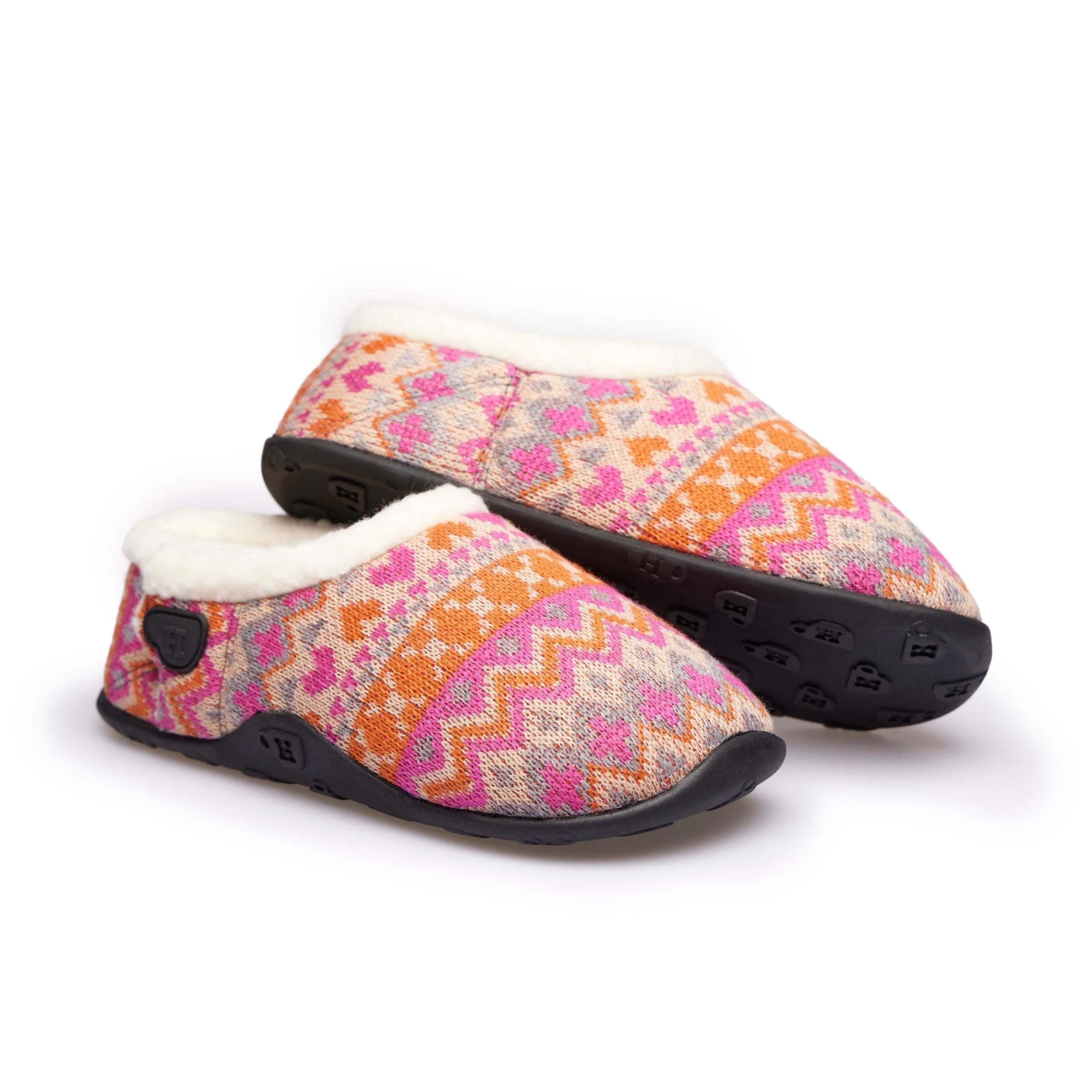 Layla Kids - Orange Pink Knit Nordic Slippers