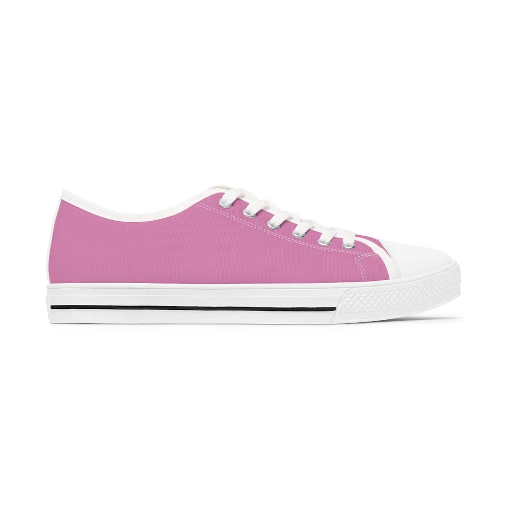 Light Pink Best Ladies' Sneakers, Solid Color Women's Low Top Sneakers Tennis Shoes (US Size: 5.5-12)