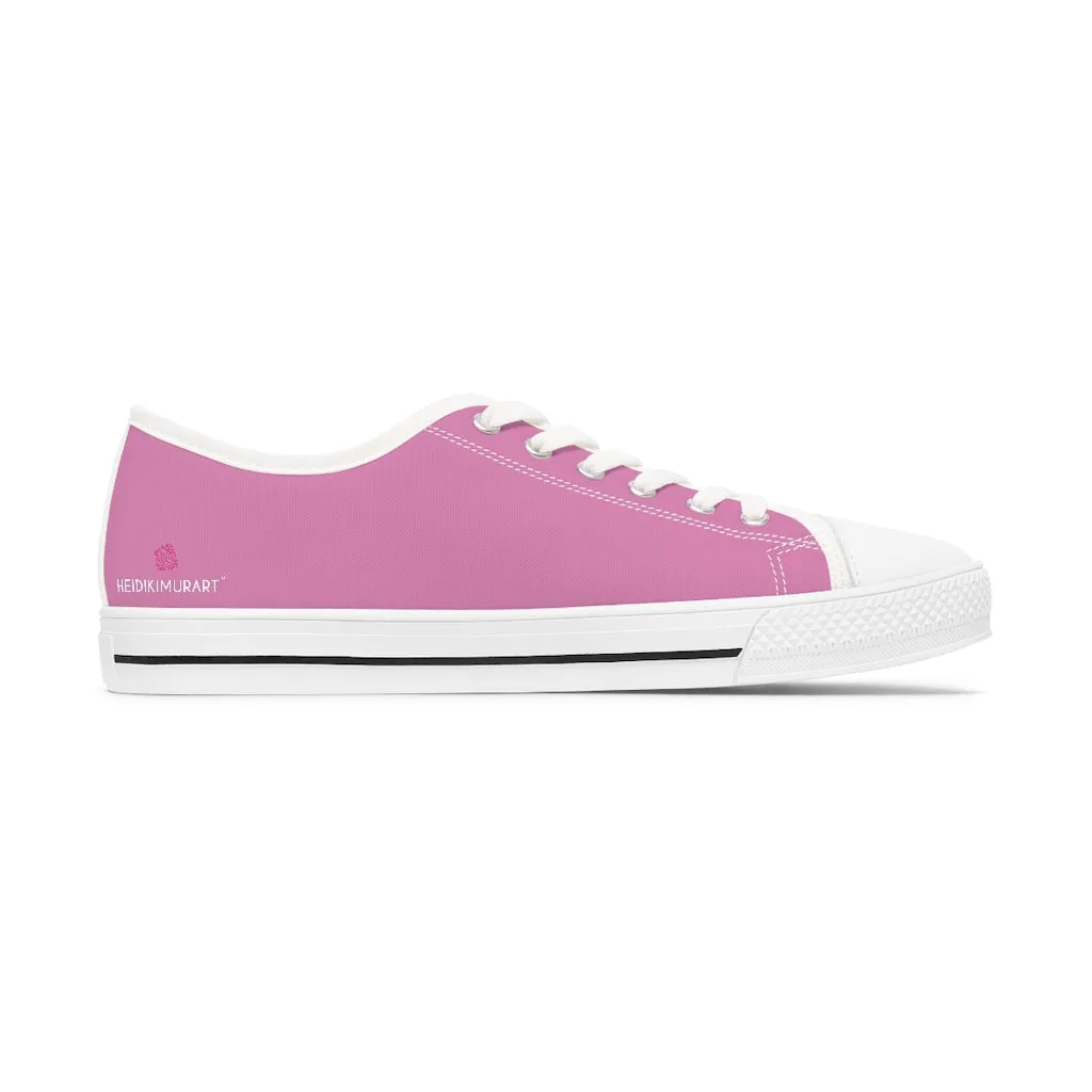 Light Pink Best Ladies' Sneakers, Solid Color Women's Low Top Sneakers Tennis Shoes (US Size: 5.5-12)