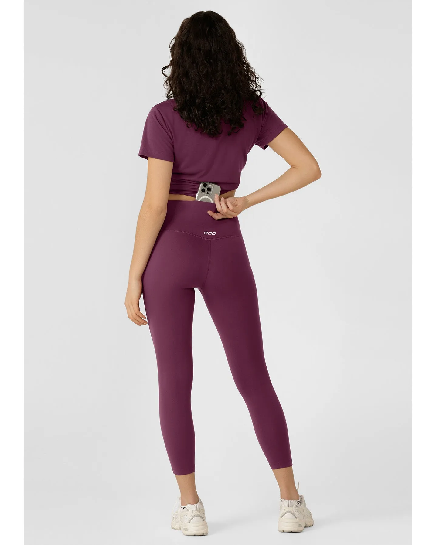 Lorna Jane Lotus No Chafe Phone Pocket Ankle Biter Leggings - Mulberry