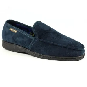 Lunar Mens Slipper With Goodyear Rubber Sole In Navy - Eden